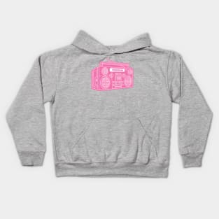 Boombox (White Lines + Blush Red Drop Shadow) Analog / Music Kids Hoodie